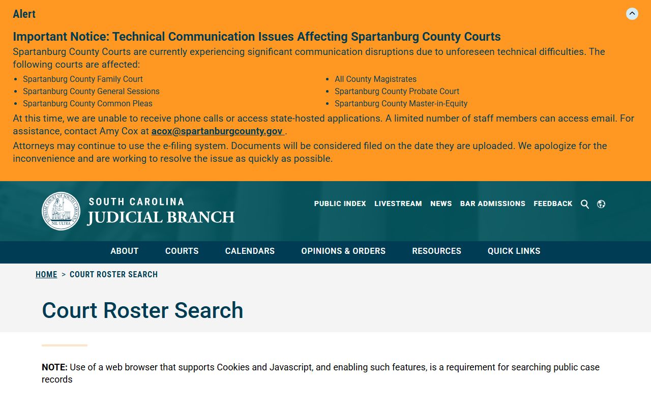 Allendale County court roster records after arrest search